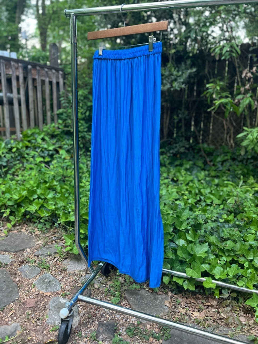 American Vintage Bright Blue Pleated Maxi Skirt